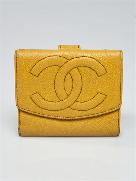 chanel caviar wallet bag yellow|Chanel Dark Yellow Caviar Leather CC Compact .